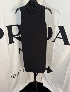 Theory Women's Black Sleeveless High Neck Bodycon Midi Dress Size P/S Knit